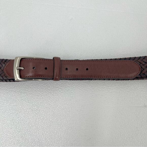 Men's belt 42 brown woven leather - Picture 3 of 9